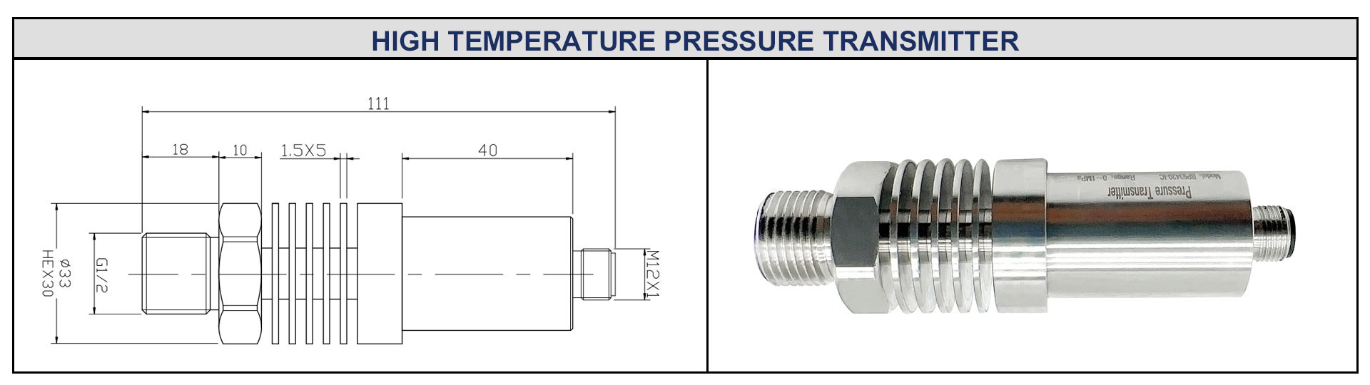 4-20mA BP93420-IC High Temperature Pressure Sensor High Accuracy Pressure Transmitter