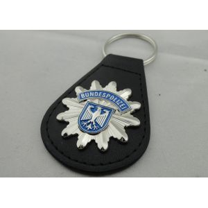 3D BUNDESPOLIZEI Leather Keychain, Customized Keychains with Zinc Alloy Enamel