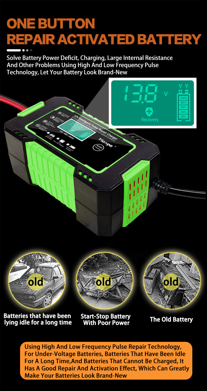 Pulse Repair Motorcycle Lead Acid Battery Charger 12V 6A