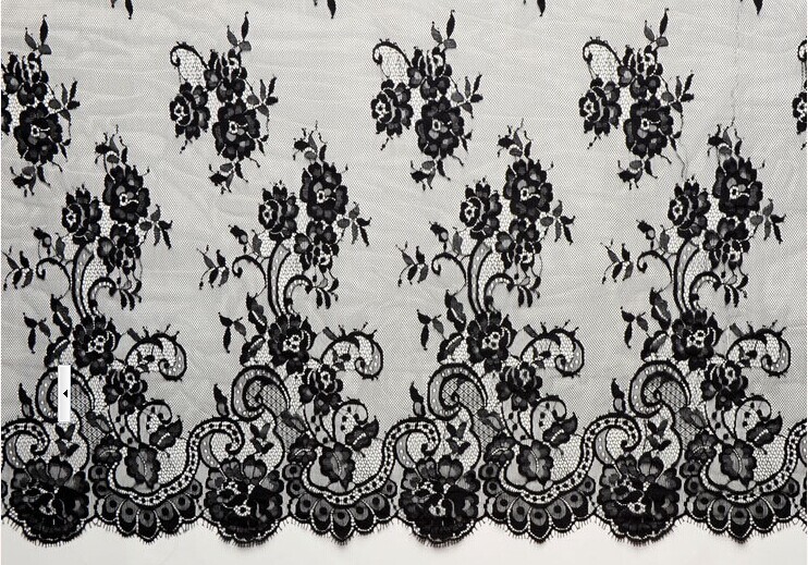 french lace fabric/eyelash lace fabric/black lace/Swiss Voile Chantilly Lace