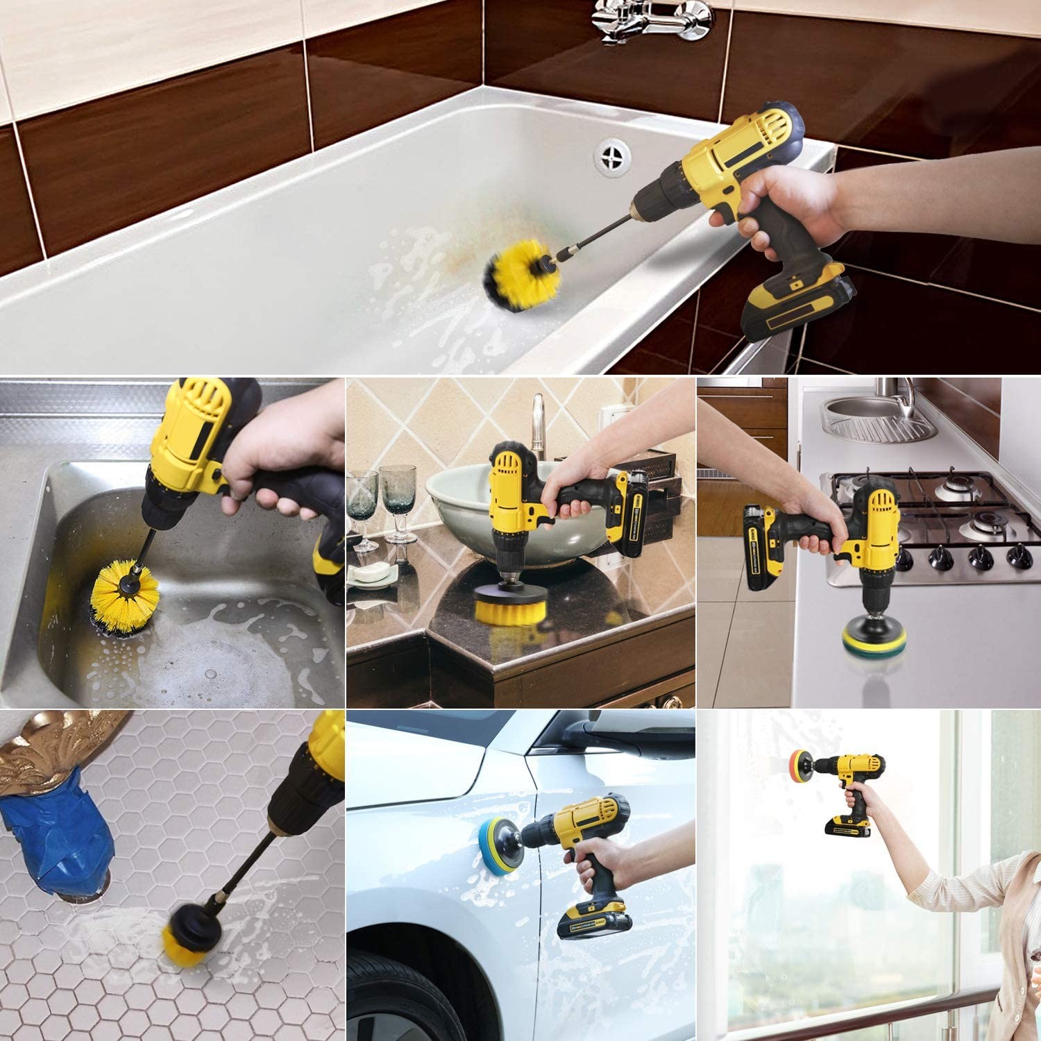 20 Pack PBT Drill Cleaning Brush Set For Bathtub Bathroom Kitchen Tile