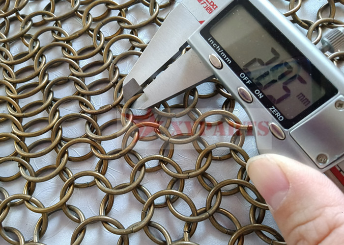 2.0x20mm Antique Bronze Welded Metal Ring Mesh Curtain For Architectural Designs