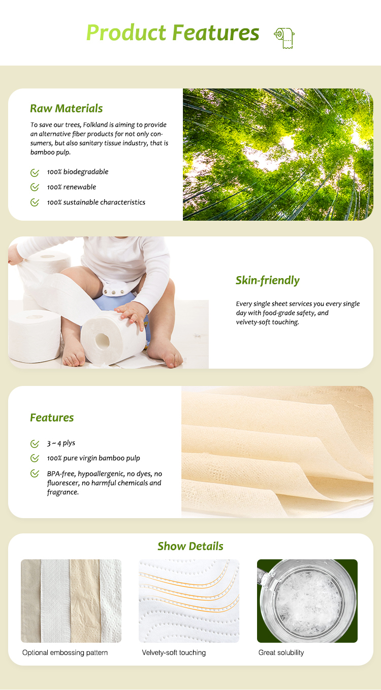 500 Sheets Biodegradable Toilet Paper Eco Friendly Bamboo Pulp For Hotel