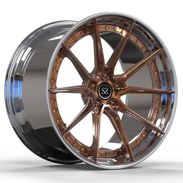 18x9.5 And 18x10.5 Custom 2-PC Forged Aluminu Alloy Rims Polished Lip+Bronze