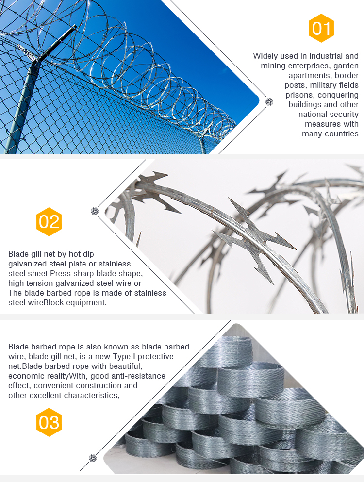 hot dipped Anti Intrusion Concertina Razor Barbed Wire For Fence Waterproof