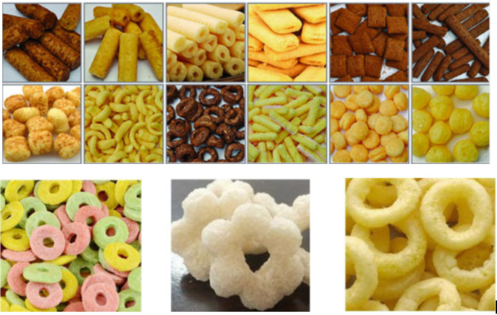 Auto Puff Snacks Processing Line For Ball Tube Stick Ring
