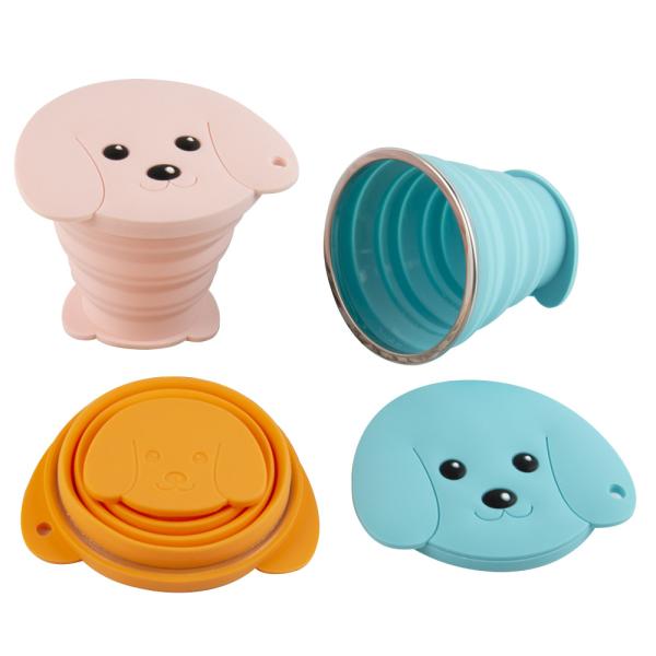 Quality Customized Puppy Silicone Foldable Cup 180ml With Hand Strap for sale