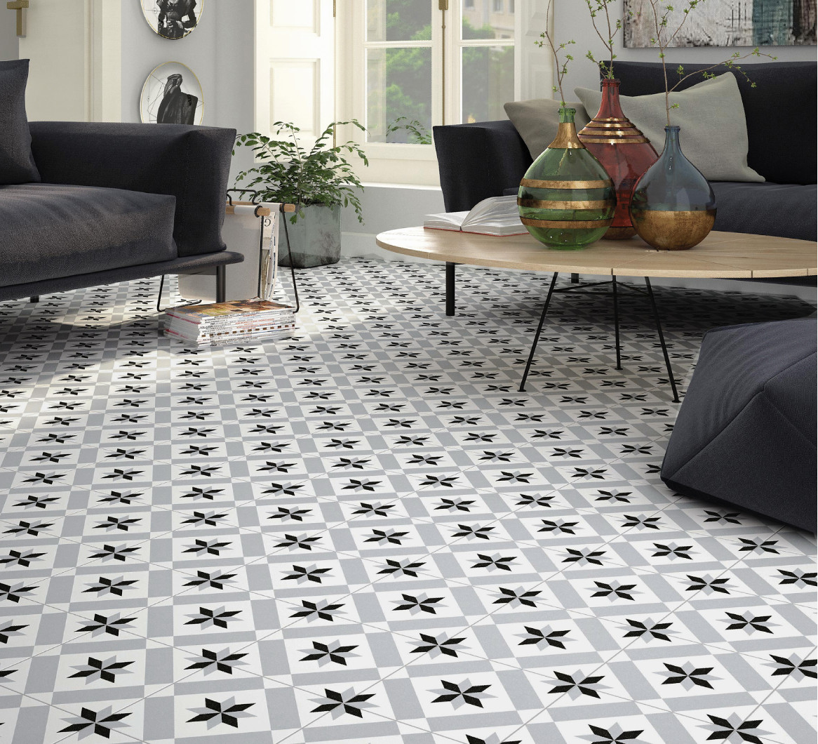Gray And Black 200x200mm Decorative Indoor Wall Ceramic Rustic Tiles For Living Room And Bedroom