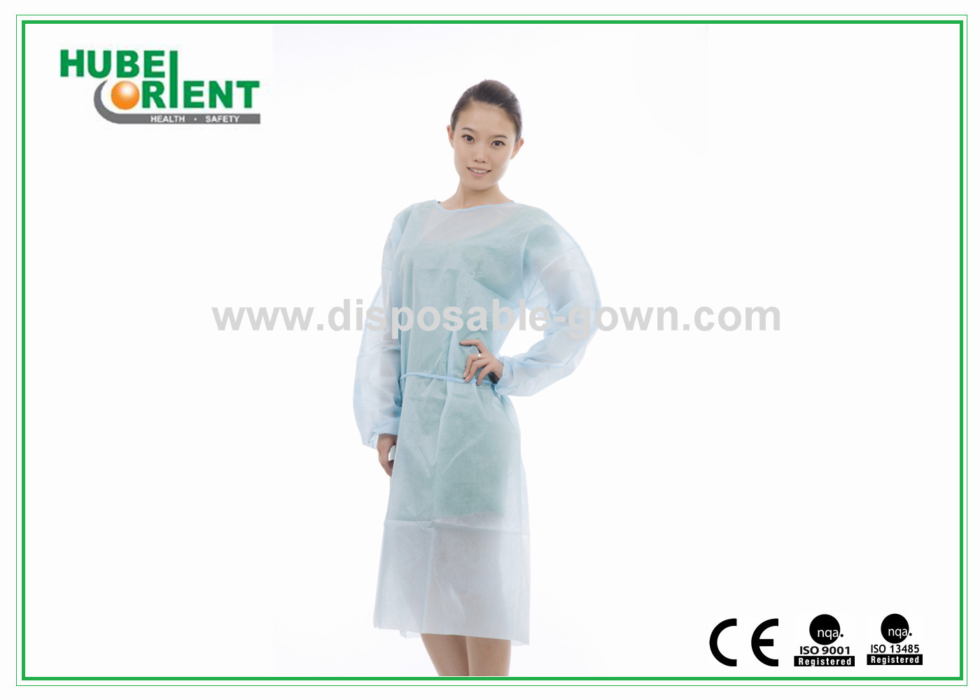 Long Sleeves Disposable Medical Use Isolation Gowns With Elastic Cuffs For Hospital