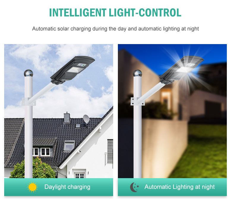 Outdoor All In One 180W LED Solar Powered Street Light With 6V 13W Solar Panels