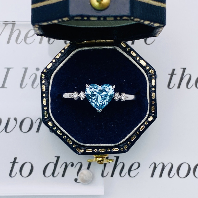 Heart Lab Diamond Jewelry Lab Created Blue Diamond Ring VS2-VVS1