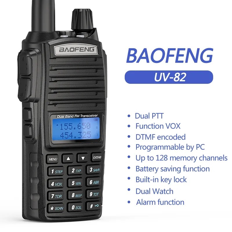 8W Dual Band Security Walkie Talkie , UV82 BAOFENG Lightweight Two Way Radio