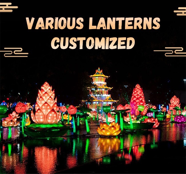 Waterproof Silk Chinese Festival Lantern Steel Frame Material