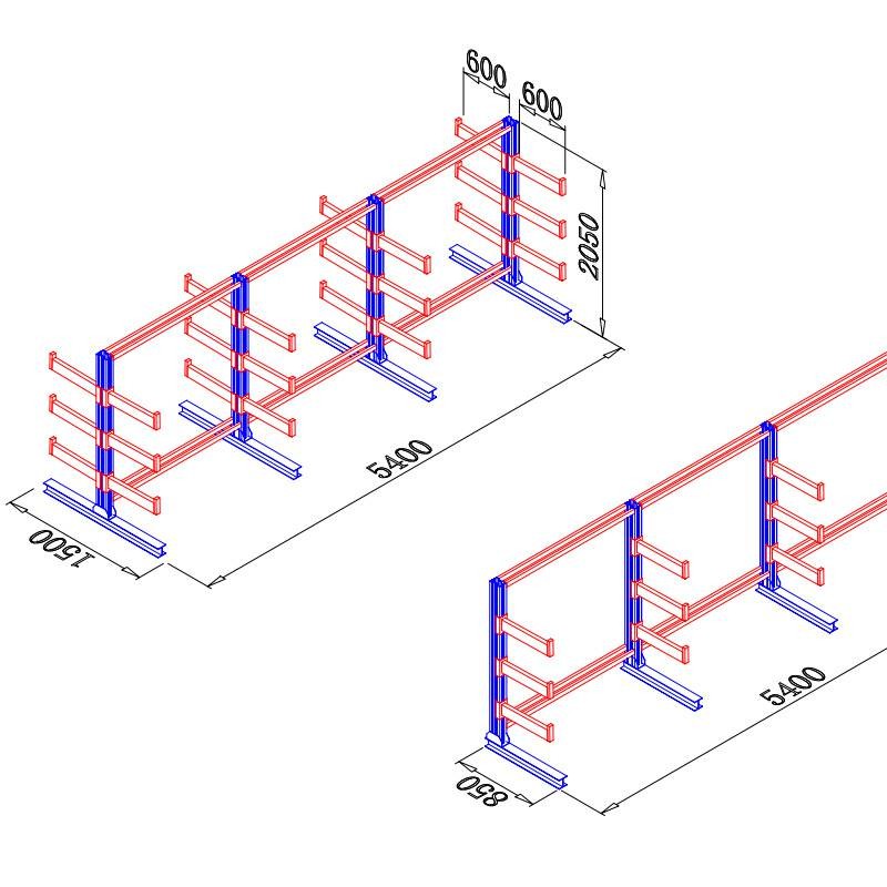 2500KG Cantilever Storage Rack System OEM Cantilever Pipe Storage Racks