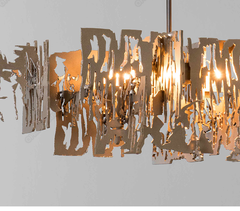 Modern Designer metal fragment Art Chandelier Rectangle Kitchen Island Hanging light(WH-MI-453)