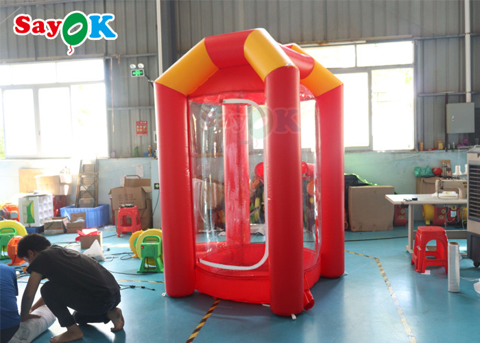 Tarpaulin Inflatable Cash Cube Money Grab Machine Money Blowing Booth For Event Advertising