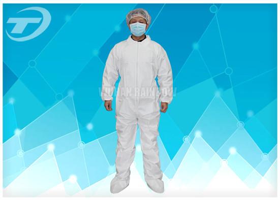 PE Coated Disposable White Coveralls / Disposable Protective Suits For Men S To