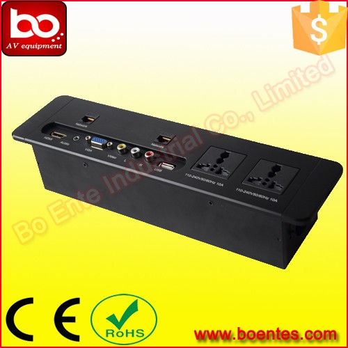 Black/Silver 4-Star Hotel Room Guest House Wall Mount Hotel Media Hub Socket for TV AV Solutions