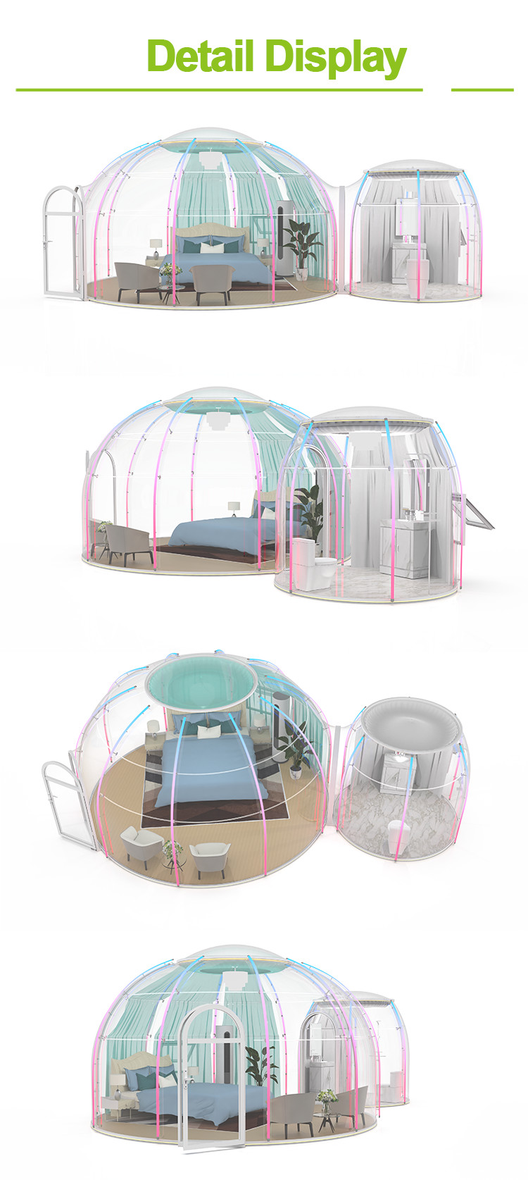 Diameter 5m Glamping Bubble Tent Polycarbonate Outdoor Clear Bubble Tent