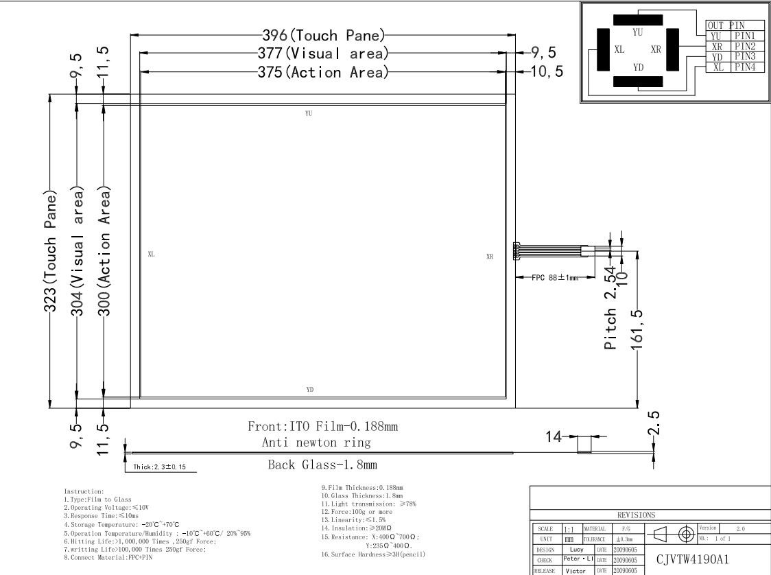 4 Wire Resistive Touch Screen , 19 Inch Touch Screen Panel For POS Monitor
