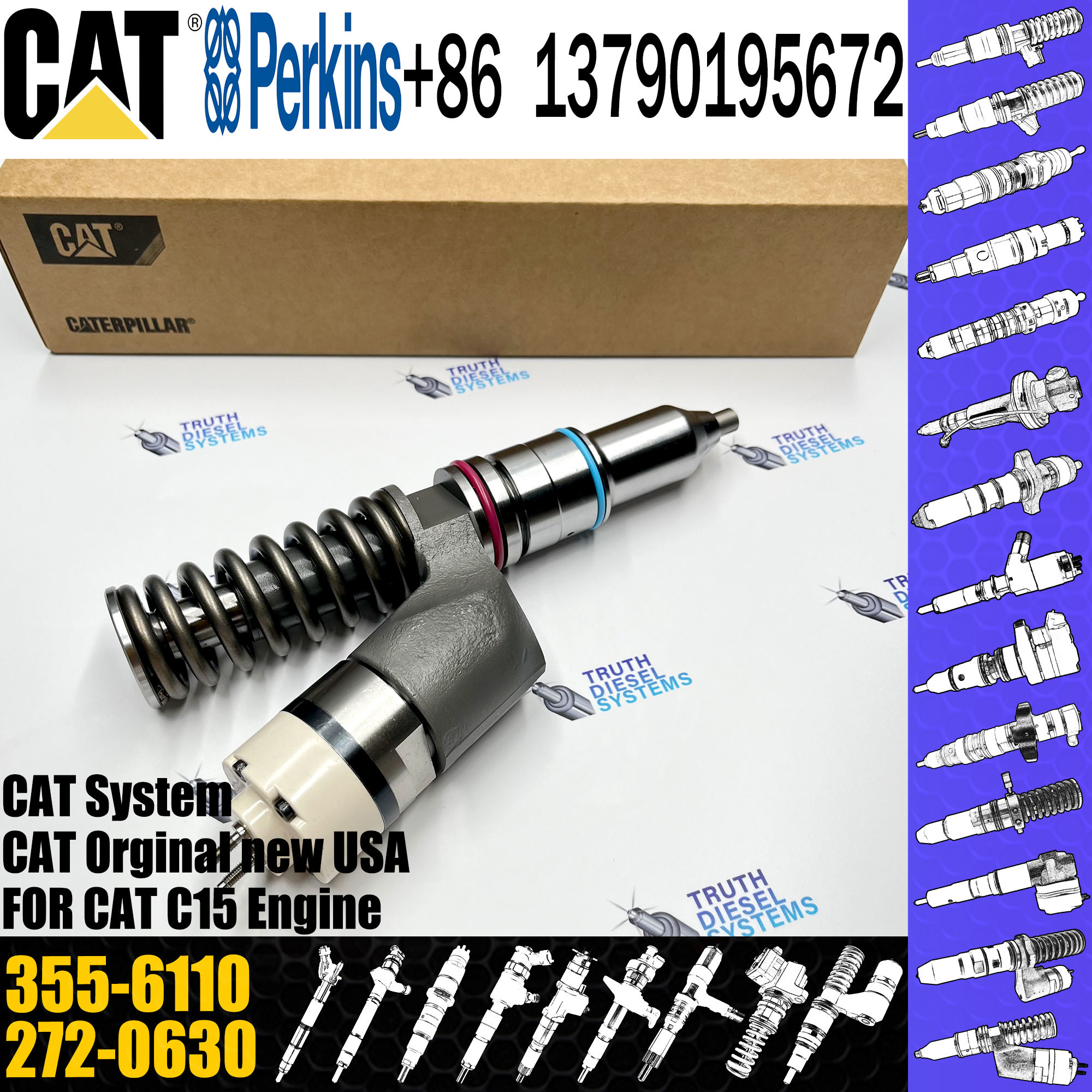 Fuel Injector For C15 C18 Engine Excavator 365C 374D Injectors 10R-3263 355-6110 272-0630 249-0709 234-1400 253-0614