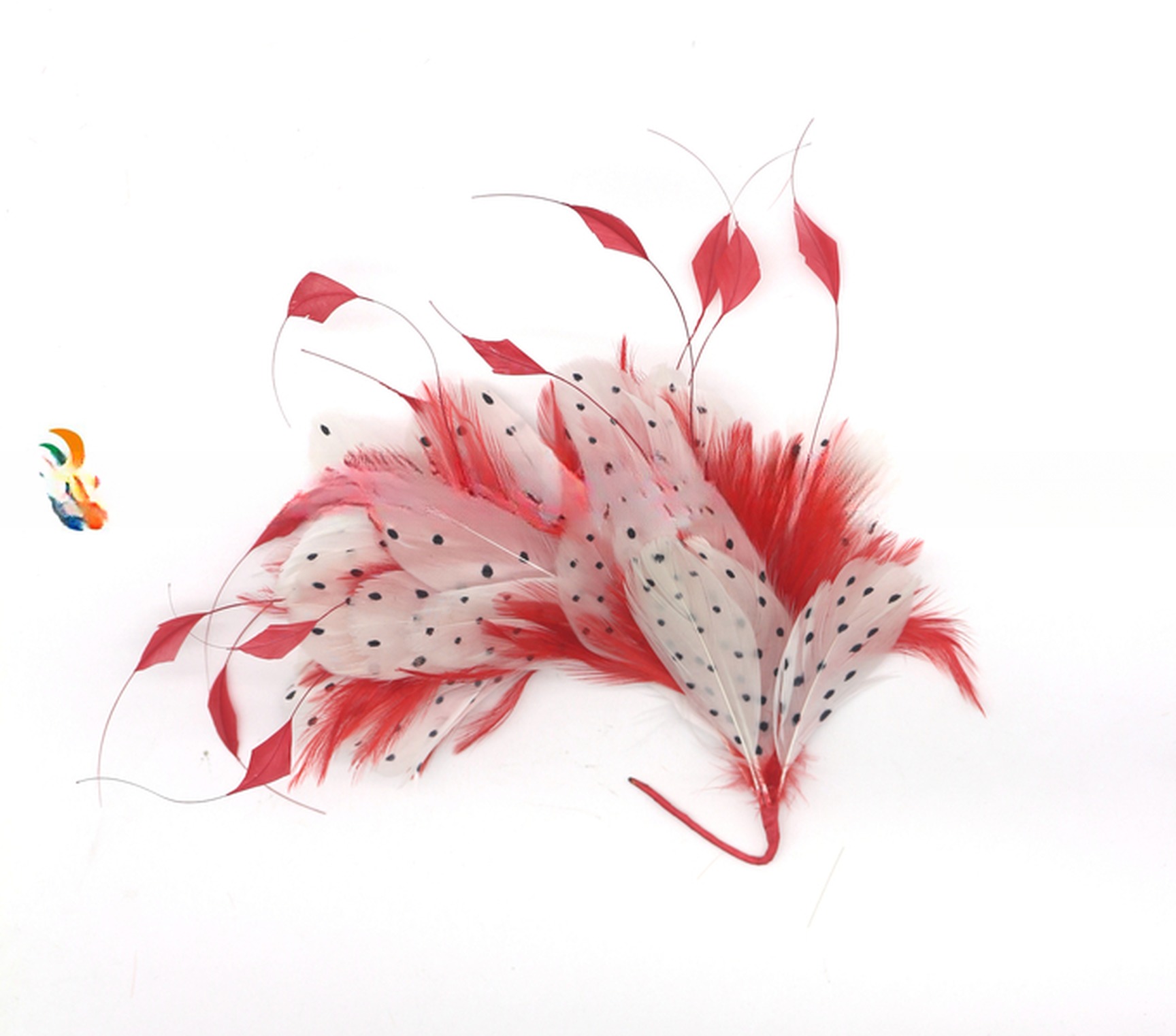 Dyed Party Decoration Stripped Coque Feather and Goose Feather Flower Mount with Wire Accessory