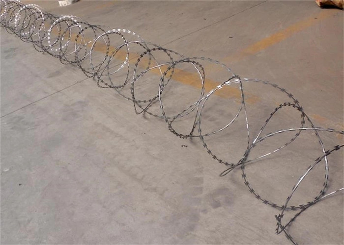 Concertina Razor Wire Creates Security Barrier To Protect Property