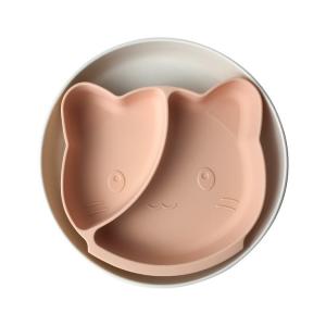  BPA Free Silicone Baby Tray Cat Shape Tableware Feeding Plate Customized Manufactures