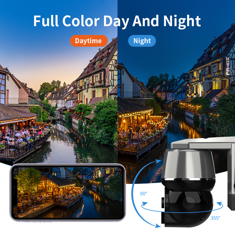 Wifi CCTV Solar Powered Wireless PTZ Camera Download Videos Remotely