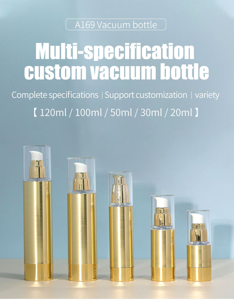 Empty Luxury Airless Pump Bottle 30ml 50ml Cream Vacuum Bottle Brushed Metal Replacement