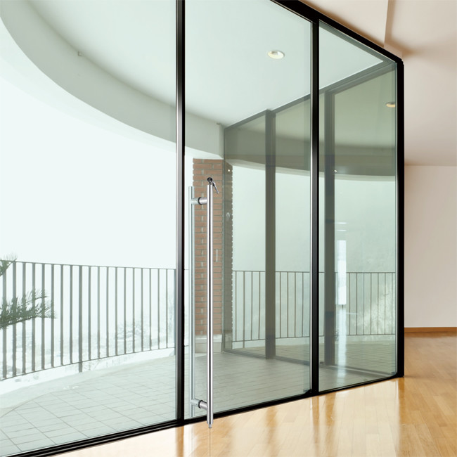Shop glass and wood Door pull and Push glass door handle SS201 SS304