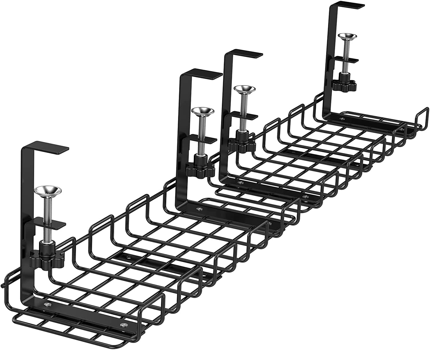 Silver Iron Wire Design Under Desk Cable Management Tray for Adjustable Cord Control