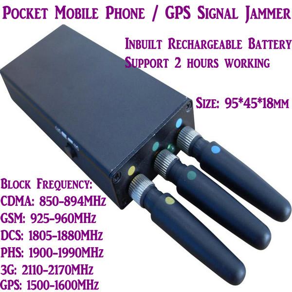 3 Antenna Mini Mobile Phone Signal Jammer 3G/GSM/CDMA/DCS/PHS GPS Blocker