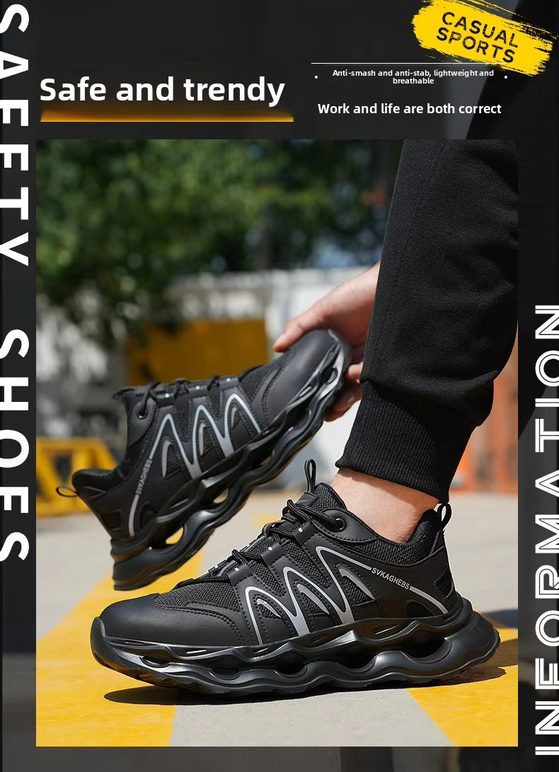Breathable Microfiber Leather Mesh Safety Shoes Kevlar Anti-stab Work Shoes Steel Toe Anti-smashing EVA Sole
