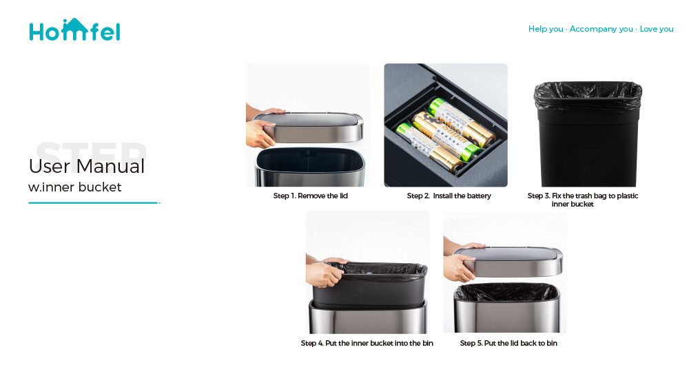 Home Stainless Steel Garbage Bin with Automatic Sensor and Batteries Required Customized Smart Trash Bin