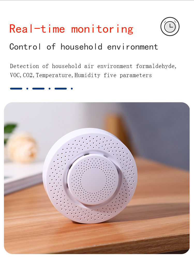 5V 1A Tuya Co2 Sensor Smart Alarm Sensor Temperature Humidity