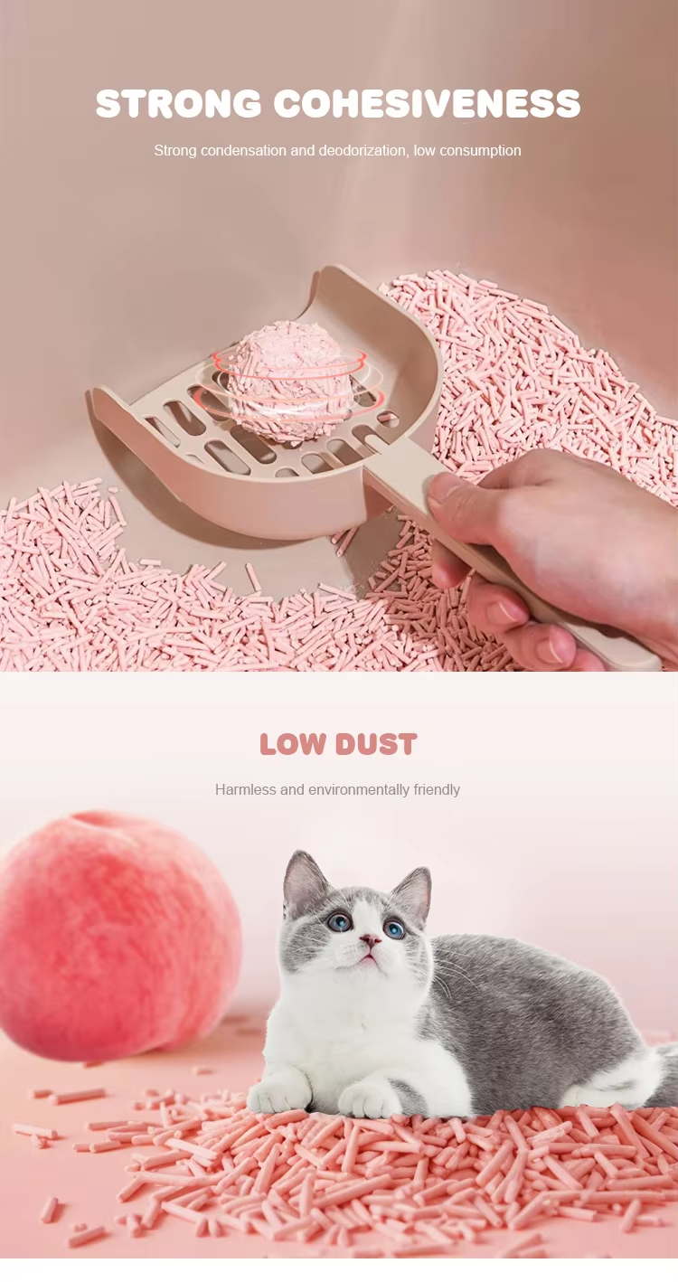 Juicy Peach Scent Tofu Cat Litter Odor Control Tofu Cat Litter Sand Effortless Scooping No Dust Clouds Super Absorbent
