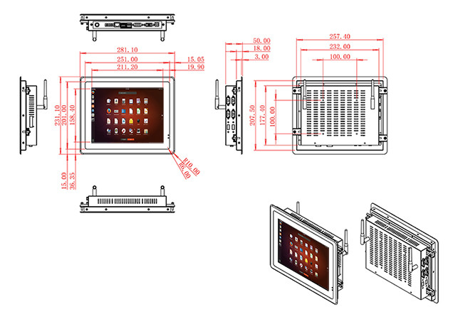 10.4-Inch Rear-Mount Linux Touch Screen for Industrial HMI Panels and Control Systems