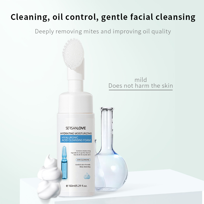 Private Label Vegan Amino Acid Cleansing Mousse Remove Makeup Moisturizing Face Wash Rose Foaming Facial Cleanser