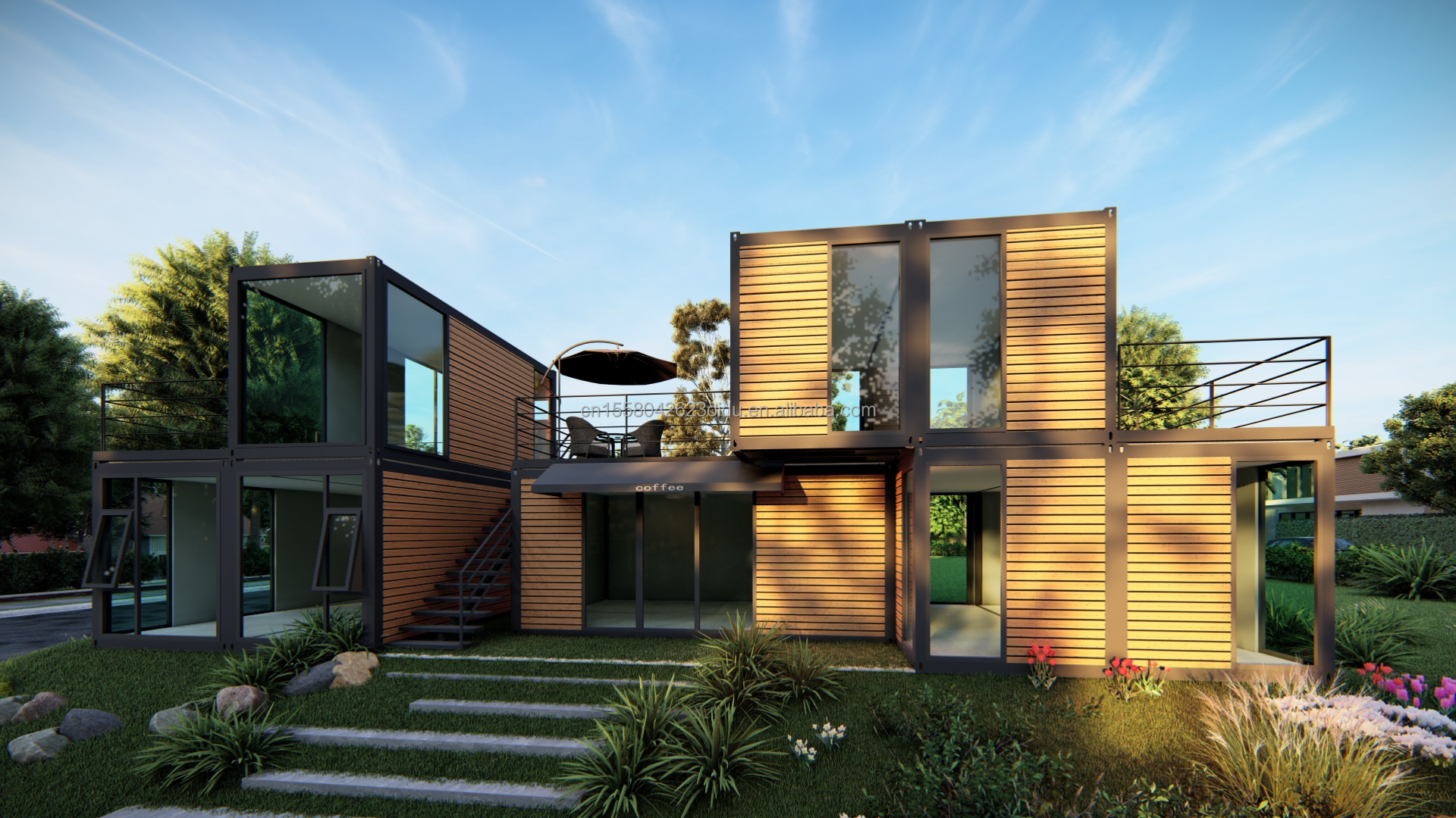 Hotel Container House Flat Packaging for Rapid Family Building Steel Frame Galvanized Bending 180g Luxury Wooden House