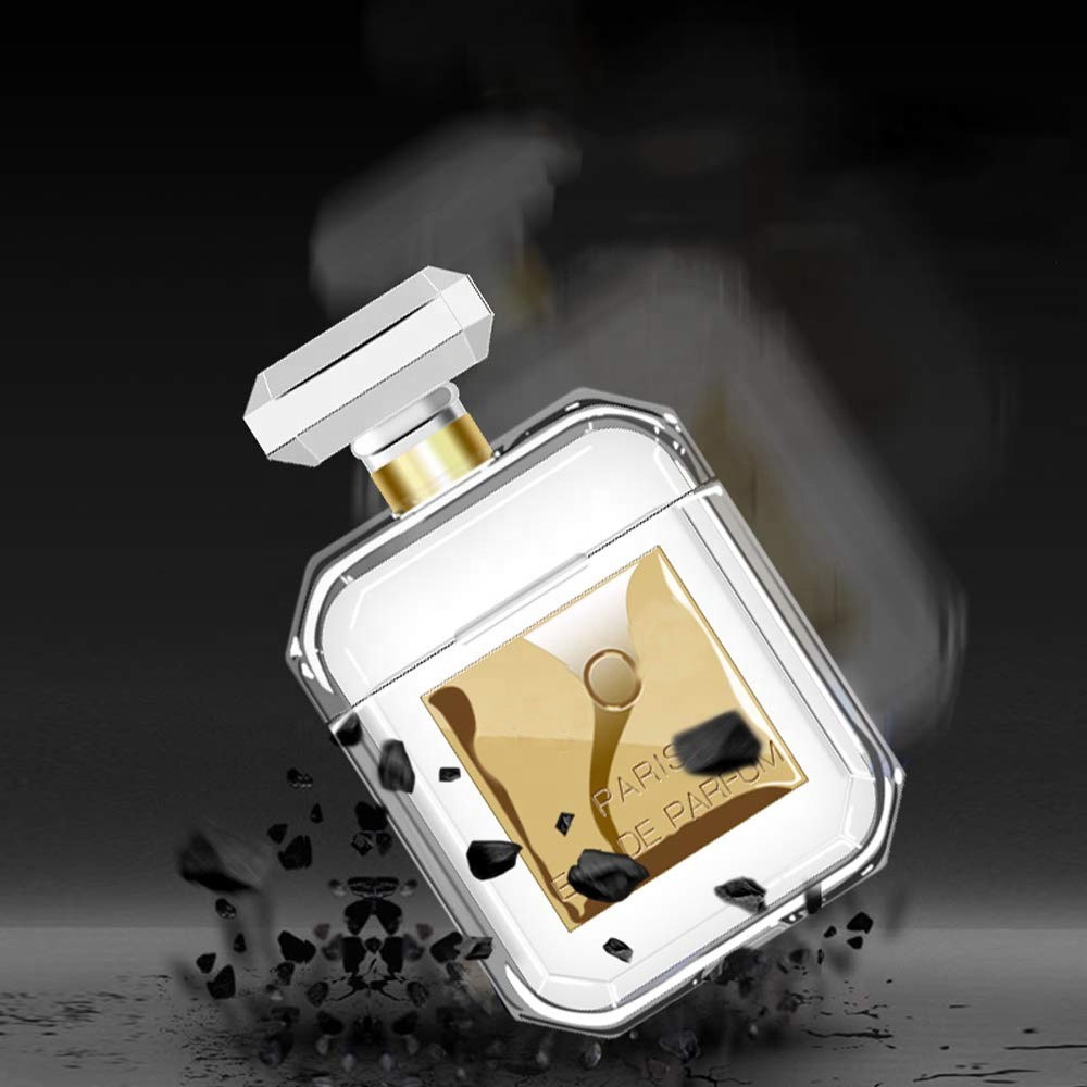 Compatible for Airpods Luxury Perfume Bottle Clear Case Cover Protective Silicone Skin for Airpods Charging Case
