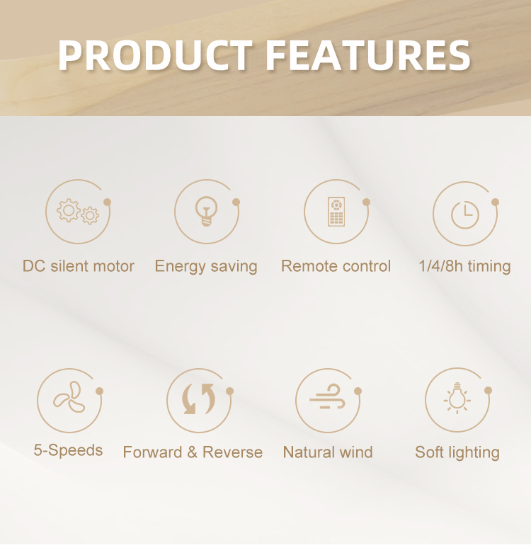 Modern Style 1stshine Ceiling Fan with Remote Control and Natural Wind Solid Wood Blades
