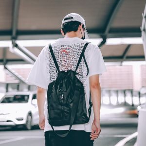 Harajuku high school students backpack rope simple Joker bundle mouth multi-purpose backpack