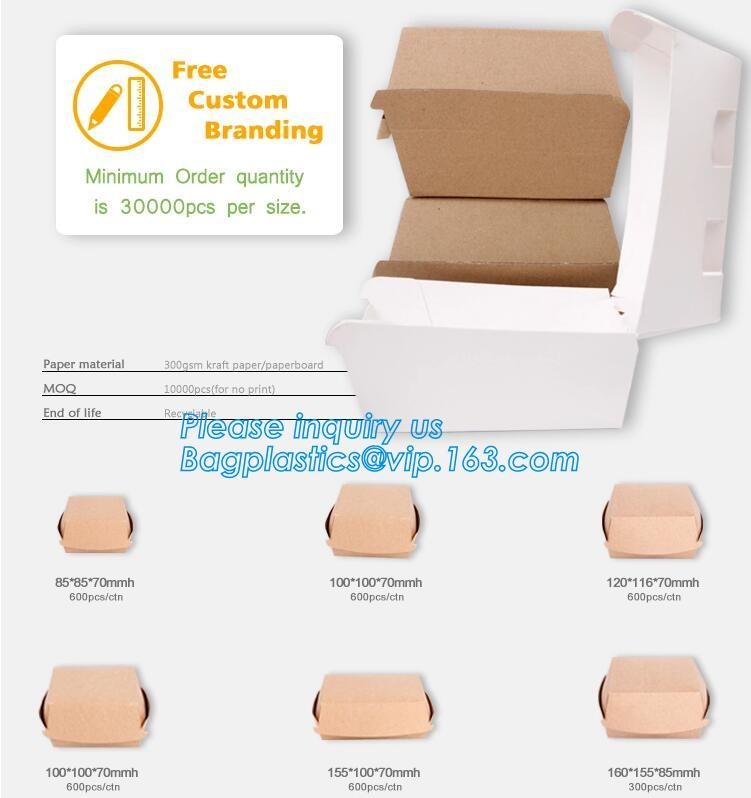 Take out Food Packing food containers Biodegradable Lunch Box Disposable Kraft Paper Box,brown kraft paper food box / Wh