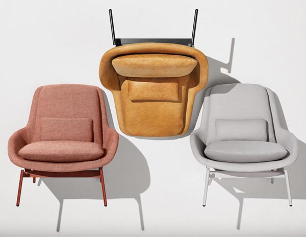 FIELD LOUNGE CHAIR HC180 Upholstered Fabric Metal Frame Living Room Italian
