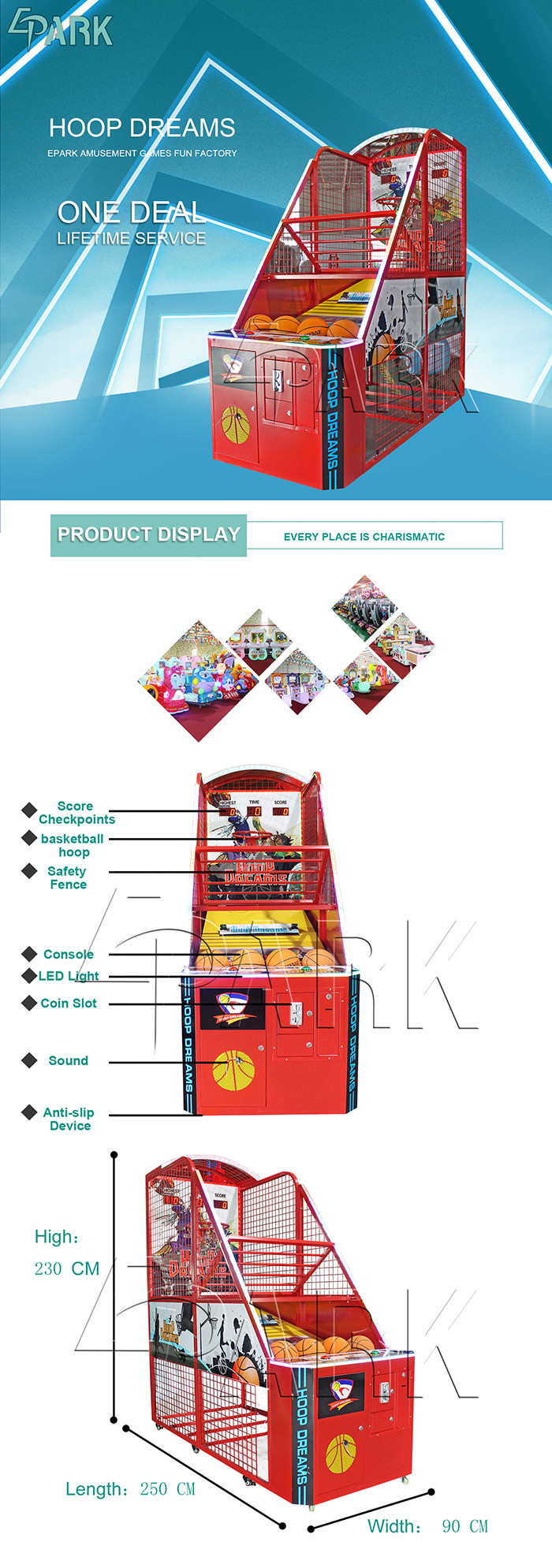 Fun Exercise Game Arcade Basketball Machine For Shopping Mall Easy To Move