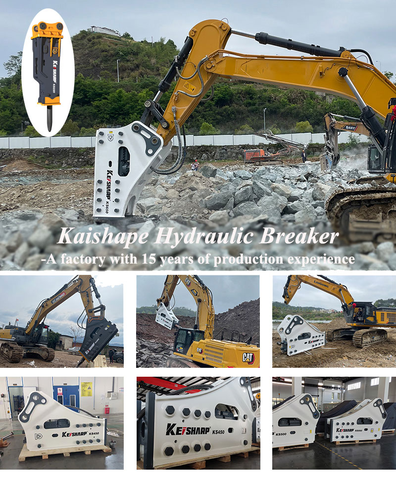 SB50 SB81 Hydraulic Breaker Hammer For Excavators 25 Ton Through Bolts Diaphragm Rock