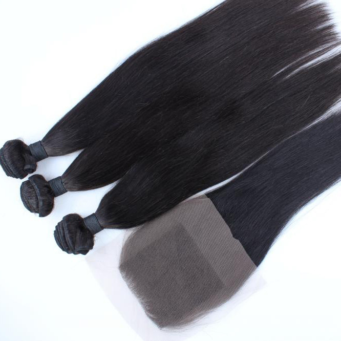 7A Top Quality Virgin Brazilian Human Hair Bundles With Cheap Free Parting Lace Closure