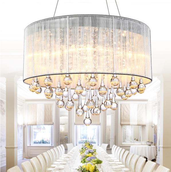 Possin Euro Jolie Sliver Fabric Crystal Ceiling Lights for Hotel Living Room