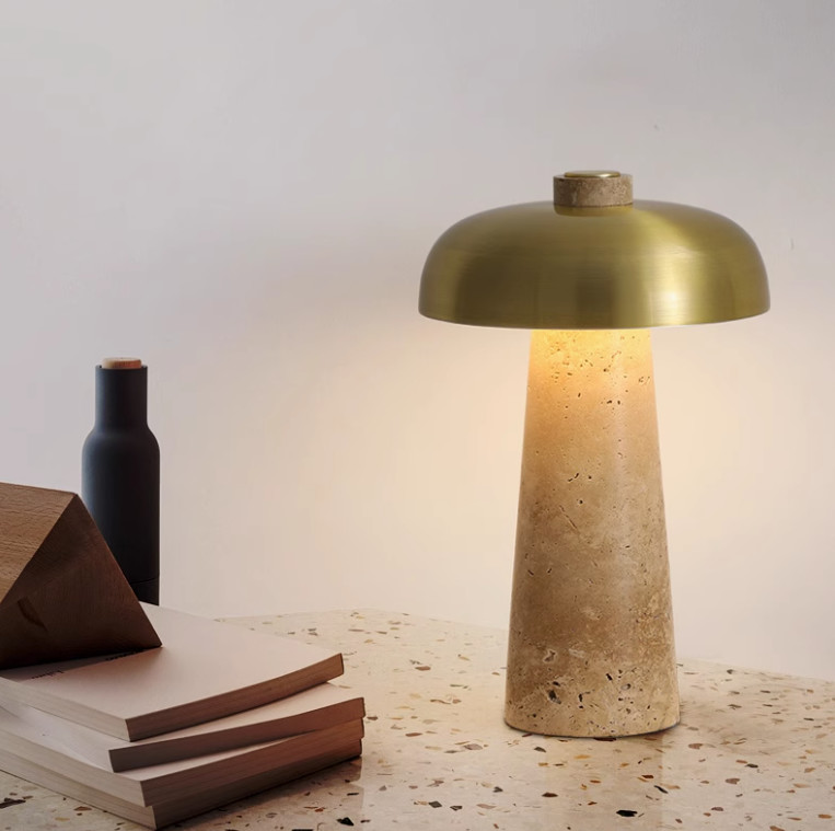 Yellow travertine wooden table lamp bedroom for home decorator interior stone table lamp